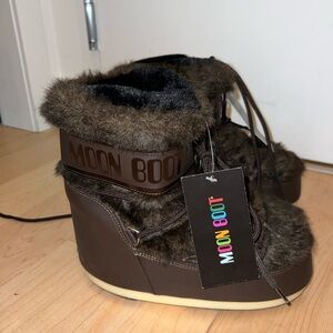BROWN MOON BOOT ICON LOW FAUX FUR